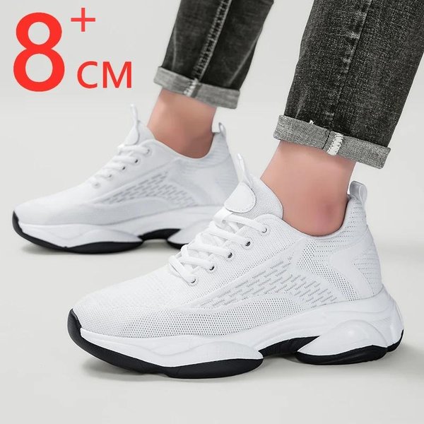Buty PodwyżSzająCe Dla MężCzyzn ZwięKszająCe Wzrost O 8 Cm Wygodne Buty Sportowe PodwyżSzająCe Dla MężCzyzn WkłAdki 8 Cm Ukryte Obcasy WewnęTrzne Buty PodwyżSzająCe 42 BiałY-image