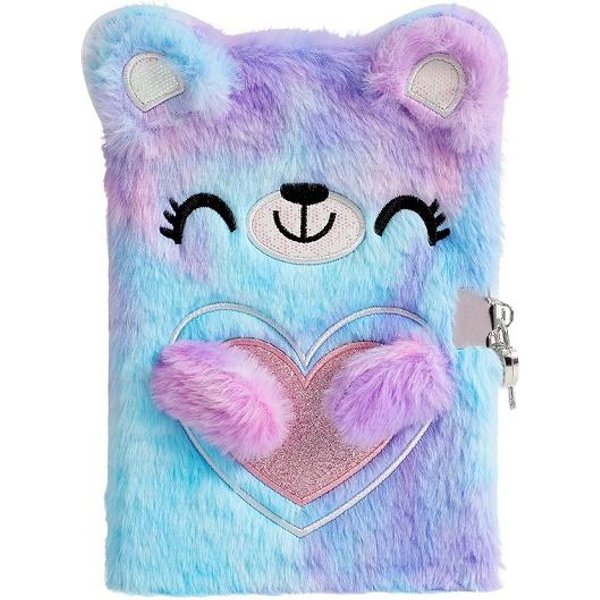 Cuadernos De Dibujos Animados Para NiñOs Peluche Lindo Oso Con Candado Cuaderno De Peluche Estudiante A5 Diario Regalo Libro Para NiñA-image
