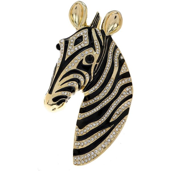 Insignias De Broches De Cristal Completos Estilo Palacio Zebra Para Mujeres Hombres Vintage Casual Unisex Animales Barrocos DiseñO Central Broches Para Abrigo Beige-image