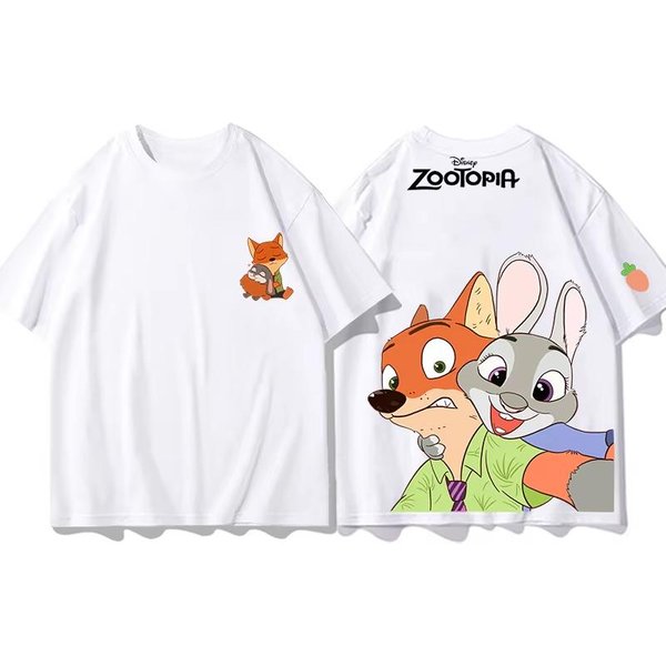 Miniso Zootopia BawełNiany T-Shirt TOP Moda Y2K T-Shirt MęSki BawełNiany T-Shirt TOP Letni Damski T-Shirt Y2K Ubrania Dla Pary 4XL-image