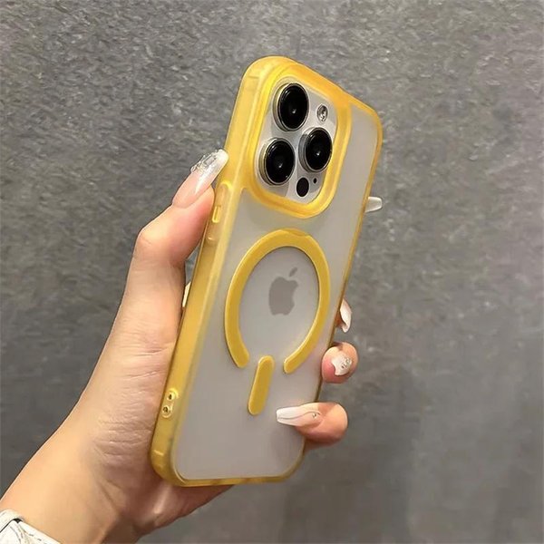 Matowe Przezroczyste Etui Magnetyczne Do Bezprzewodowego ŁAdowania Magsafe Na Iphone 15 11 13 12 14 Pro Max Plus ŻElowy Zderzak Odporny Na WstrząSy Pokrowiec For Iphone 13 Gray-image