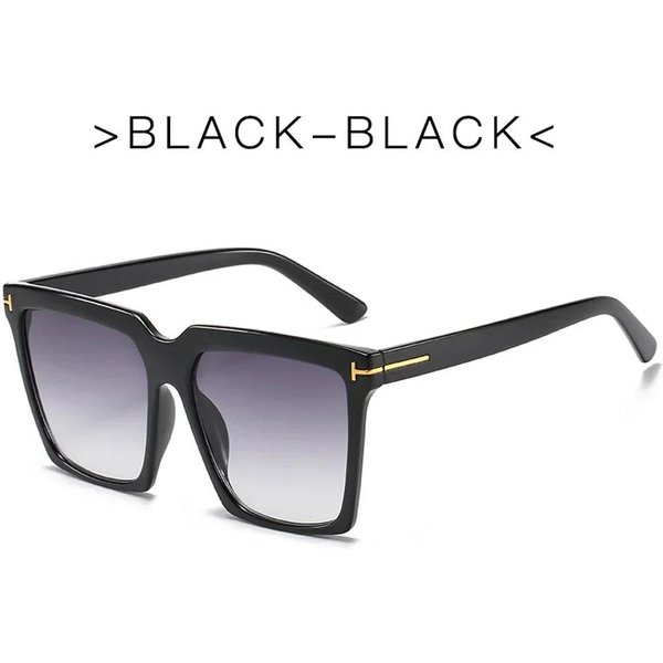 Gafas De Sol Cuadradas Mujer Vintage Oversize T Gafas De Sol De Mujer Negro Degradado Gafas Femeninas De Hombre Oculos UV400 Black-image