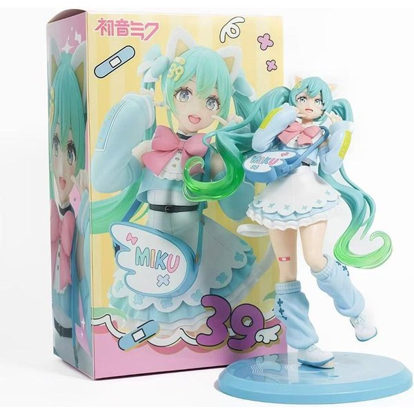 Nueva Figura De AccióN De Anime Hatsune Miku Orejas De Gato 19Cm Figura De AccióN De PVC Kawaii Miku Figura Coleccionable MuñEca DecoracióN De Escritorio Regalo Para Fans-image
