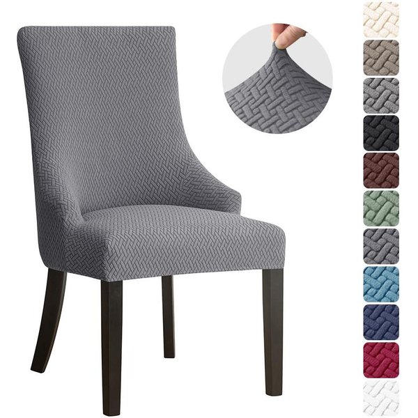 1 Funda EláStica Para Silla De Comedor Jacquard Spandex Fundas EláSticas Para Sillas De Respaldo Alto Y Brazos Inclinados Para Hotel Cocina Gray-image