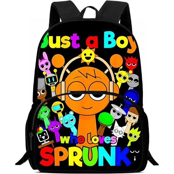 Mochila Infantil Cartoon Sprunki Con Bolsillo Frontal, Bolsas Para El Almuerzo, Estuches Para LáPices Para Edades 5-10, Mochilas Escolares Para NiñOs NiñAs Orange-image