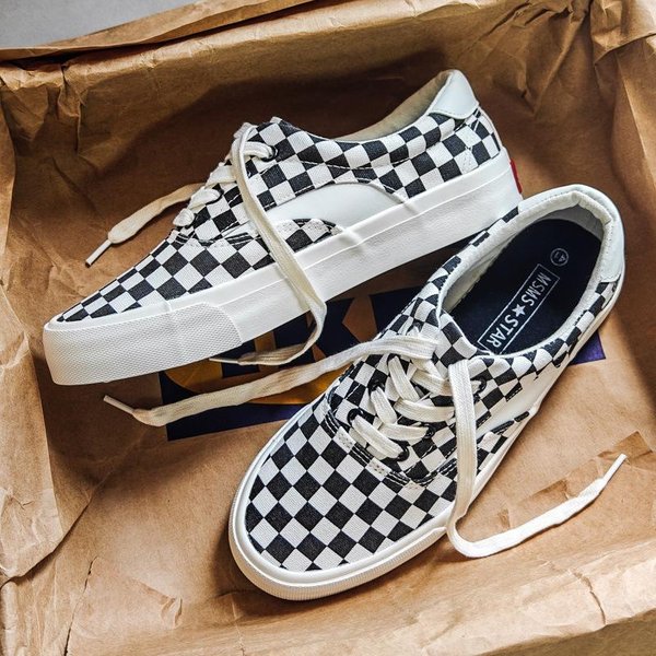 Wiosenne Nowe OddychająCe MęSkie PłóCienne Buty W Kratę MęSkie Wszechstronne Buty MateriałOwe Dla Par MęSkie Casualowe Buty Na Deskę MęSka Moda 35 White-image