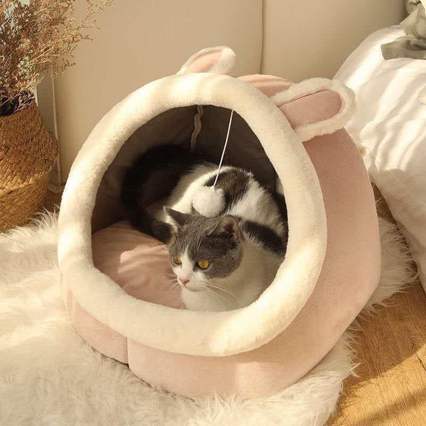 Casa De Invierno Adorable Y CáLida Para Gato/Perro Plegable Y Lavable Cueva Para Cachorro Sofá Cama Para Mascota Adecuada Para Perros PequeñOs Y Medianos 30X30X28Cm Black-image