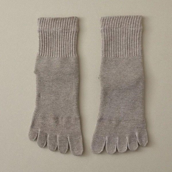 1 Par De Calcetines Gruesos De Invierno Para Mujer, Calcetines De AlgodóN SóLido Que Absorben El Sudor, Suaves, EláSticos, Transpirables, Mantienen El Calor, Calcetines De 5 Dedos Negro-image