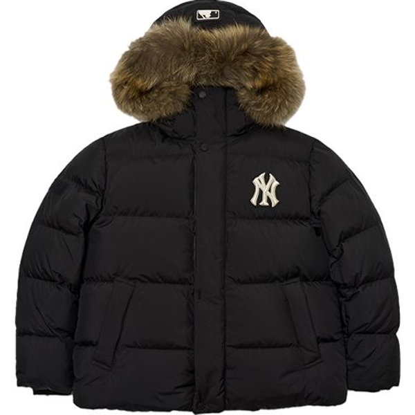 MLB New York Yankees Logo Bordado Chaqueta De PlumóN CáLida Con Capucha Y Forro De Piel Ropa De Abrigo Unisex Negra 3ADJB0516-50BKS XS-image