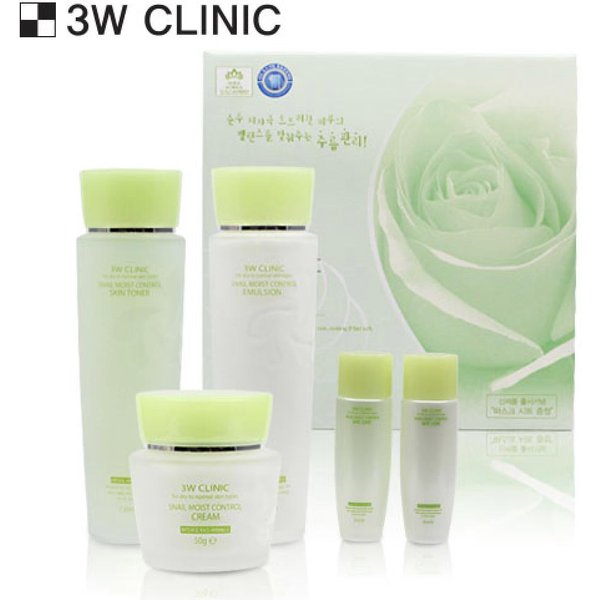 3w Clinic Snail Moist Control Skin Care 3 Set (TóNer+EmulsióN+Crema)-image