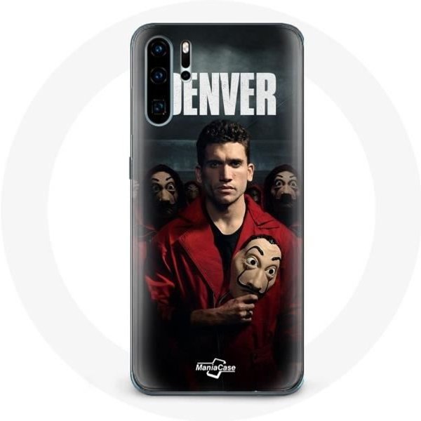Funda Para Huawei P30 - Maniacase - La Casa De Papel MáScara De Denver - Flexible - Negra - Unisex-image