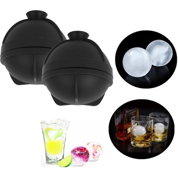 OkrąGłA Silikonowa Forma Do Robienia Kulek Z Lodu Forma Na Kostki Lodu Do Koktajli Whisky GadżEty Kuchenne Black-image