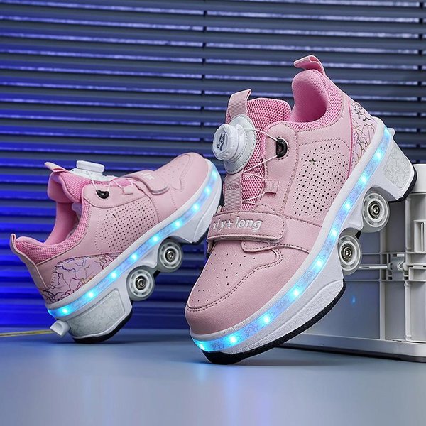 Zapatos Runaway Nuevos Zapatos Deportivos De DeformacióN De Cuatro Ruedas Para Estudiantes Con Luces Patines De Ruedas Recargables Patines Para NiñOs, Hombres Y Mujeres Zapatos De Vuelo 39-image