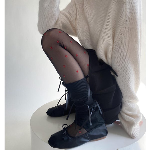 Ocieplacze Na Nogi Damskie Lolita Kawaii Dzianinowe OsłOny Na Stopy DłUgie Skarpety PońCzochy Styl Baletowy Bandaż Kok DziewczęCe SłOdkie Ocieplacze Na Nogi One Size Gray-image
