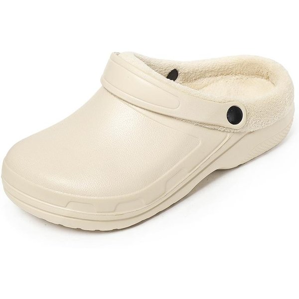 Zimowe Kapcie Colgs MęSkie Wodoodporne Buty Ogrodowe Domowe Futrzane Chodaki MięKkie Pluszowe Kapcie Sypialniane Futrzane Buty WewnąTrz Na ZewnąTrz 41 White-image