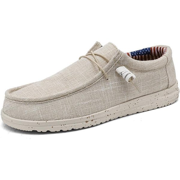 Mocasines De Lona Para Hombre OtoñO Zapatos Vulcanizados Para Hombre Transpirables Ligeros Senderismo Zapatos Deportivos Al Aire Libre Zapatos De Lona 39 White-image