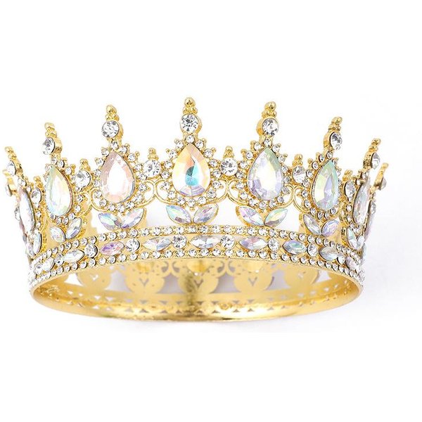 Tiara Redonda De Corona Redonda De AleacióN Barroca Europea Accesorios De Boda Nupcial CumpleañOs Ceremonia De MayoríA De Edad Corona Redonda-image