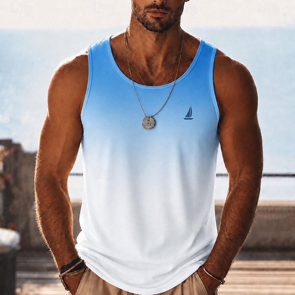 MęSki T-Shirt Bez RęKawóW Z Ananasem, Koszulka, Top Bez RęKawóW, Koszulka Z Nadrukiem 3D, Z OkrąGłYm Dekoltem, Z Dekoltem W łóDkę L-image
