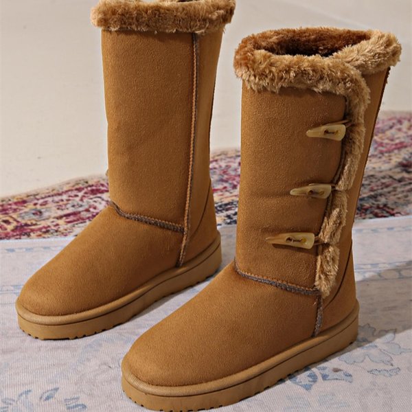Zimowe Damskie Buty Buty Na Platformie Utrzymują CiepłO Do PołOwy łYdki ŚNiegowce Damskie Zapinane Z Boku Wygodne BrąZowe DłUgie Buty 38-image