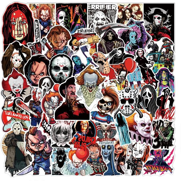 50 Sztuk Naklejek Z FilmóW Horrorowych Motyw Halloweenowy Wodoodporne Naklejki Do Scrapbookingu Telefonu BagażU RęKodziełA DIY Gray-image