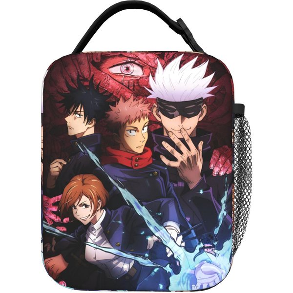 Yuji Itadori Bolsa De Almuerzo Aislada Bolsa TéRmica Reutilizable, Contenedor De Comida Anime Jujutsu Kaisen Bolso PortáTil Lonchera Bolsa Bento One Size-image
