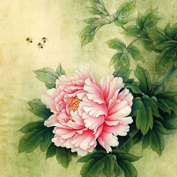 Pintura De Diamantes 5D DIY Flores De PeoníA Punto De Cruz Kits De Mosaico De Diamantes Redondos Completos Bordado De Diamantes 30X30Cm-image