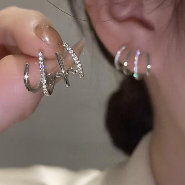 Huitan Pendientes De Tuerca De Garra Brillantes Para Mujer PerforacióN De Oreja Accesorios Femeninos Delicados JoyeríA De Moda VersáTil EnvíO Directo-image