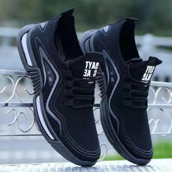 MęSkie Proste Siateczkowe Codzienne Buty Sportowe 2024 Nowe Modne Lekkie Odporne Na ZużYcie AntypośLizgowe OddychająCe Letnie MęSkie Buty Do Biegania 41 Czarny-image