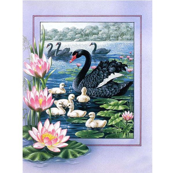 Pintura De Diamantes 5D DIY Cisne Negro Bordado Punto De Cruz Mosaico De PedreríA DecoracióN Para El Hogar 20X30CM-image