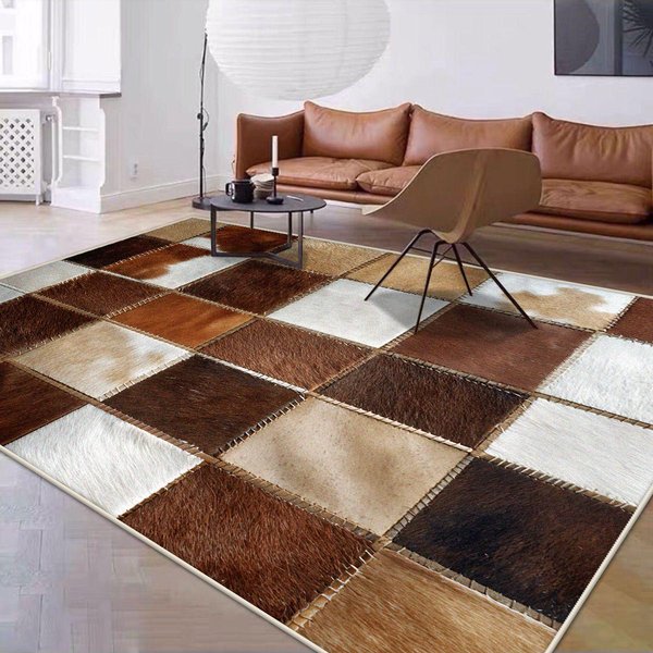 Alfombra De ImitacióN De Piel De Oveja Para Sala De Estar DecoracióN Abstracta Hogar Alfombras De ÁRea Para Sofá Lavable Alfombra De Piso Antideslizante Para Dormitorio/Vestidor 60*90Cm-image