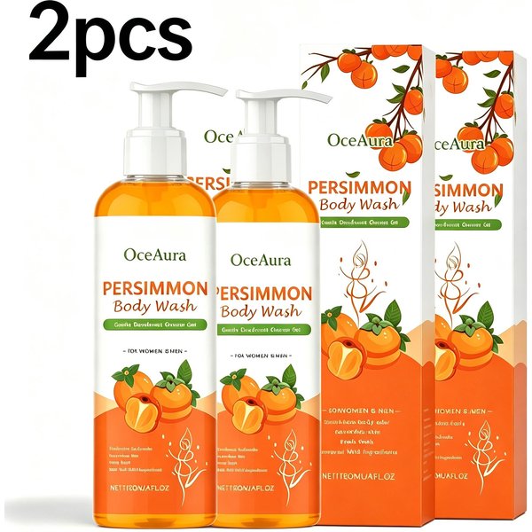 Gel De BañO De Caqui Para Control De Olor Corporal – Gel De BañO Limpiador Desodorante Hidratante Para Eliminar El Olor Corporal 120Ml 120Mlx2-image