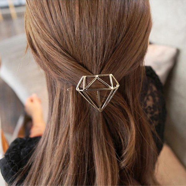 Accesorio Para El Cabello Con Pinza Para El Cabello Personalizada Con Forma De Diamante Hueco Y Estilo Elegante, Pinza Para El Cabello Con Palabras Simples De Metal, Horquilla Brown-image