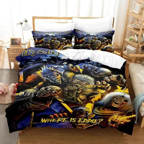 ColeccióN De Ropa De Cama Iron Heavy Metal Maidens Funda NóRdica ColeccióN De Cama Funda De Colcha Funda De Almohada EdredóN TamañO King Queen Ropa De Cama Para NiñOs Adultos ColeccióN 200X230Cm 3Pcs-image