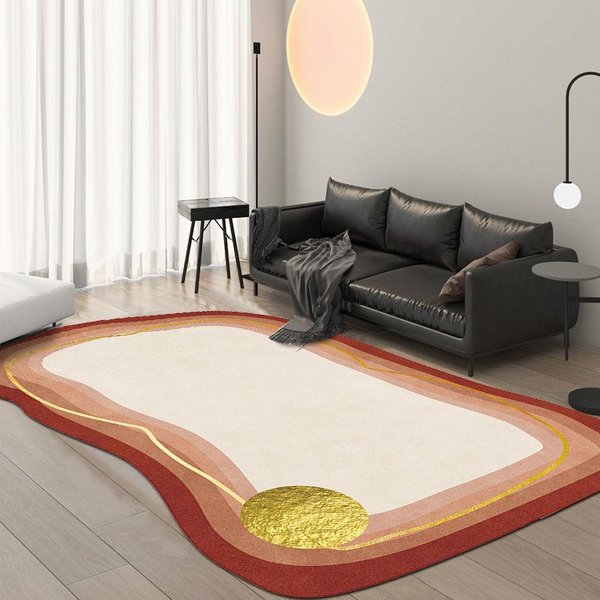Alfombra De Lujo Ligero NóRdico Para Sala De Estar Estilo Moderno Simple DecoracióN De Dormitorio Alfombra Con Forma Irregular Alfombra Suave Para Piso De ÁRea Grande Para El Hogar 80*120Cm-image