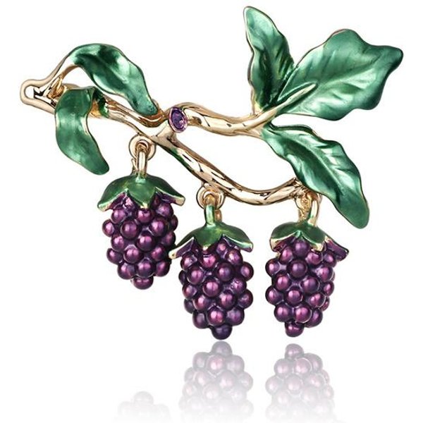 Broche De Uva De Fruta Goteando De Personalidad A La Moda Broche Para Damas Que Combina Con Todo-image