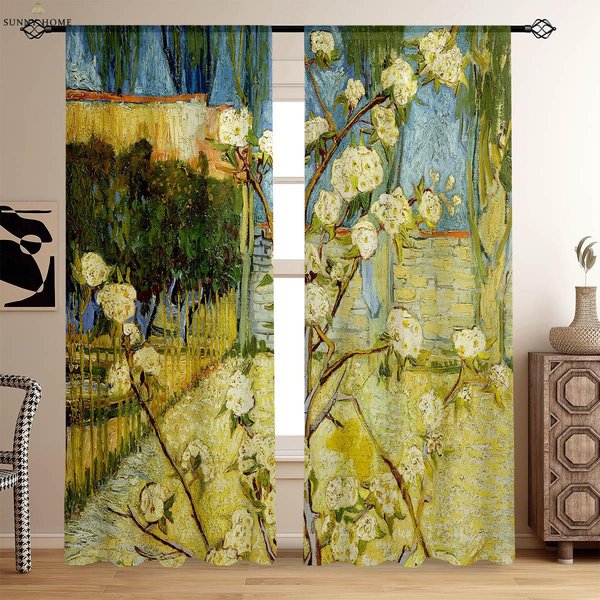 Klasyczny Obraz Olejny Druk 3D ZasłOna Gabinet Studio Salon Sypialnia ZasłOna Dekoracyjna WłóKno Poliestrowe 2 Sztuki W110Xh240(Cm)X2Pcs&Rod Pocket-image