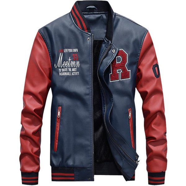 Kurtka SkóRzana MęSka Kurtka Casualowa Kurtka PU Baseballowa StóJka Wiosna I Jesień Nowa Modna MęSka Kurtka SkóRzana Xxxl Brown-image