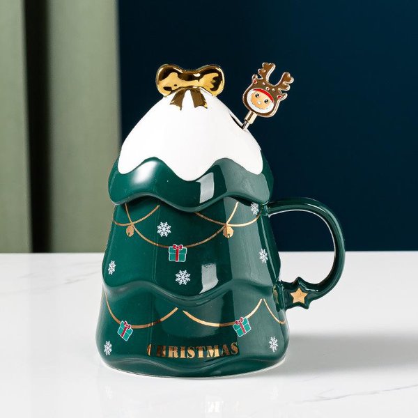 Kubek Na Choinkę O Wysokiej WartośCi Z Pokrywką, Ceramiczny Kubek Na Wodę W Stylu Starbucks, Kubek Do Kawy, Kubek Na Prezent 401-500Ml-image