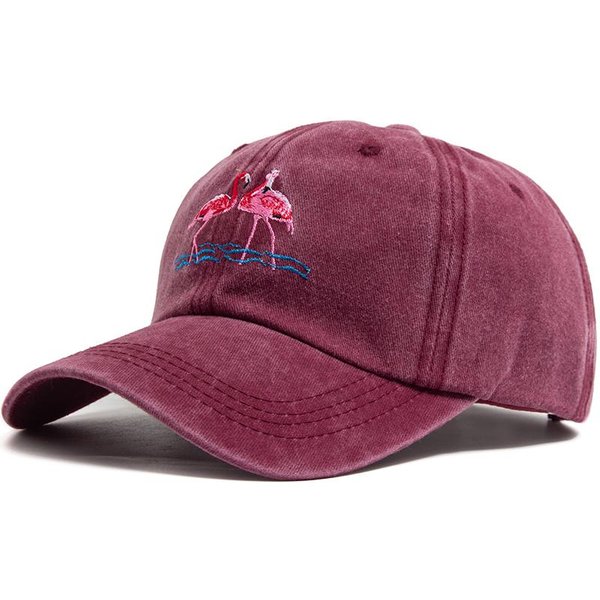 Damska Czapka Baseballowa Z Nadrukiem Flaminga Haftowana BawełNa PłUkana MęSkie Czapki Codzienna Retro Sportowa Letnia Moda Daszek Czapka Unisex Adjustable Pink-image