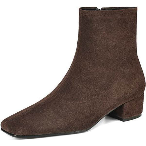 Krazing Pot Ante Vacuno Invierno Tacones Medios Botines Chelsea Puntera Cuadrada Mujer Cremallera Talla 43 Botines 41 MarróN-image