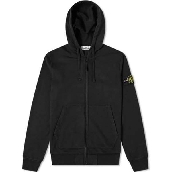 Stone Island Klasyczna Jednokolorowa Bluza Z Kapturem Na Zamek Z Naszywką Unisex Bluzy Z Kapturem Czarna 721564251-V0029 L Black-image