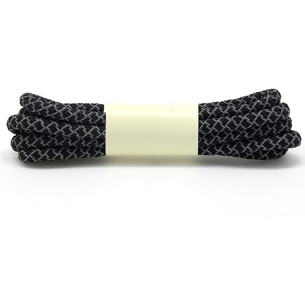 Cordones Cordones Reflectantes Redondos Tejidos Cordones Para Zapatillas Deportivas Zapatos Planos Deportivos Cuerda Suministro Para Zapatos 160CM Negro-image