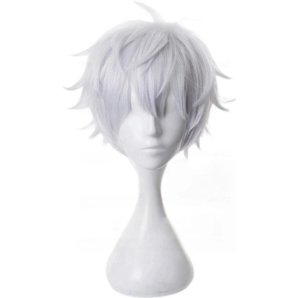 Peluca Cosplay De Gojo Satoru Anime Jujutsu Kaisen Cosplay Gojo Corta SintéTica Resistente Al Calor Pelucas De Anime Fiesta De Disfraces White-image