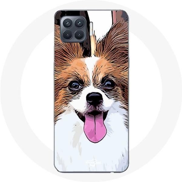 Funda Para Oppo A93 Spaniel Continental Enano Mariposa Cachorro Blanco Y MarróN-image