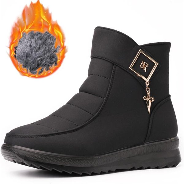 Botas De Nieve De Invierno Para Mujer Con Forro De Piel CáLido Botines CóModos Suela Antideslizante Impermeables Zapatos Para Exteriores 41 Black-image