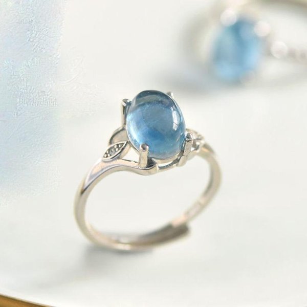 Anillos De Piedra Preciosa Aguamarina De DiseñO Original Para Mujer Lujo Ligero Y Exquisito Anillo De Pareja Azul TranslúCido Fresco JoyeríA Fina Resizable-image