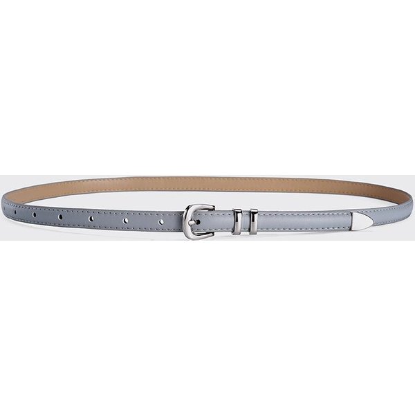 Srebrna Klamra Pin Cienki Pasek Dla Kobiet Trend Mody Wszechstronne Akcesoria Do DżInsóW Pasek Gotycki Retro Prosty Pasek Ze SkóRy PU 105CM Szary-image