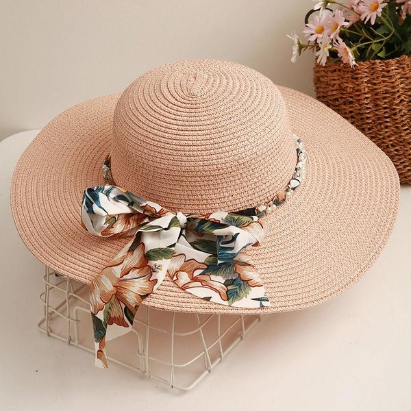 Sombrero De Paja Para Mujer Para Salida De Verano, Parasol Y ProteccióN Uv, Sombrero Para El Sol De Playa, Sombrero De Pescador De Moda M(56-58Cm)-image
