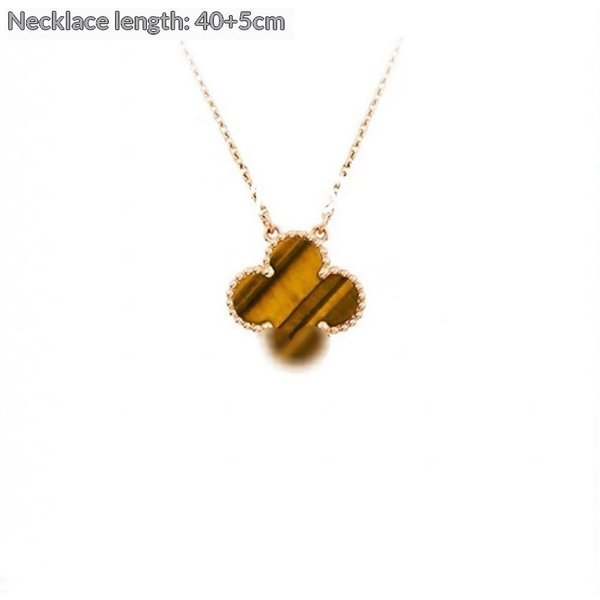 Collar De TréBol De Cuatro Hojas Para Mujer Cadena Para SuéTer De NáCar Blanco Natural Y Cornalina Brown-image