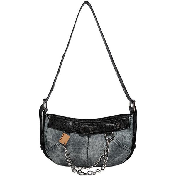 Bolso De Axila De Tela Para Mujer De Un Solo Hombro Cruzado Estilo Extranjero SúPer Fuego Bolso Baguette Gray-image